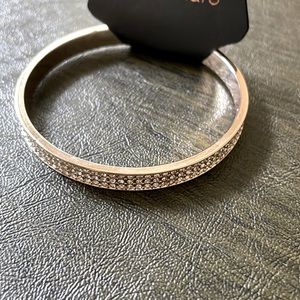 NEW White Stones Steel Bangle Bracelet